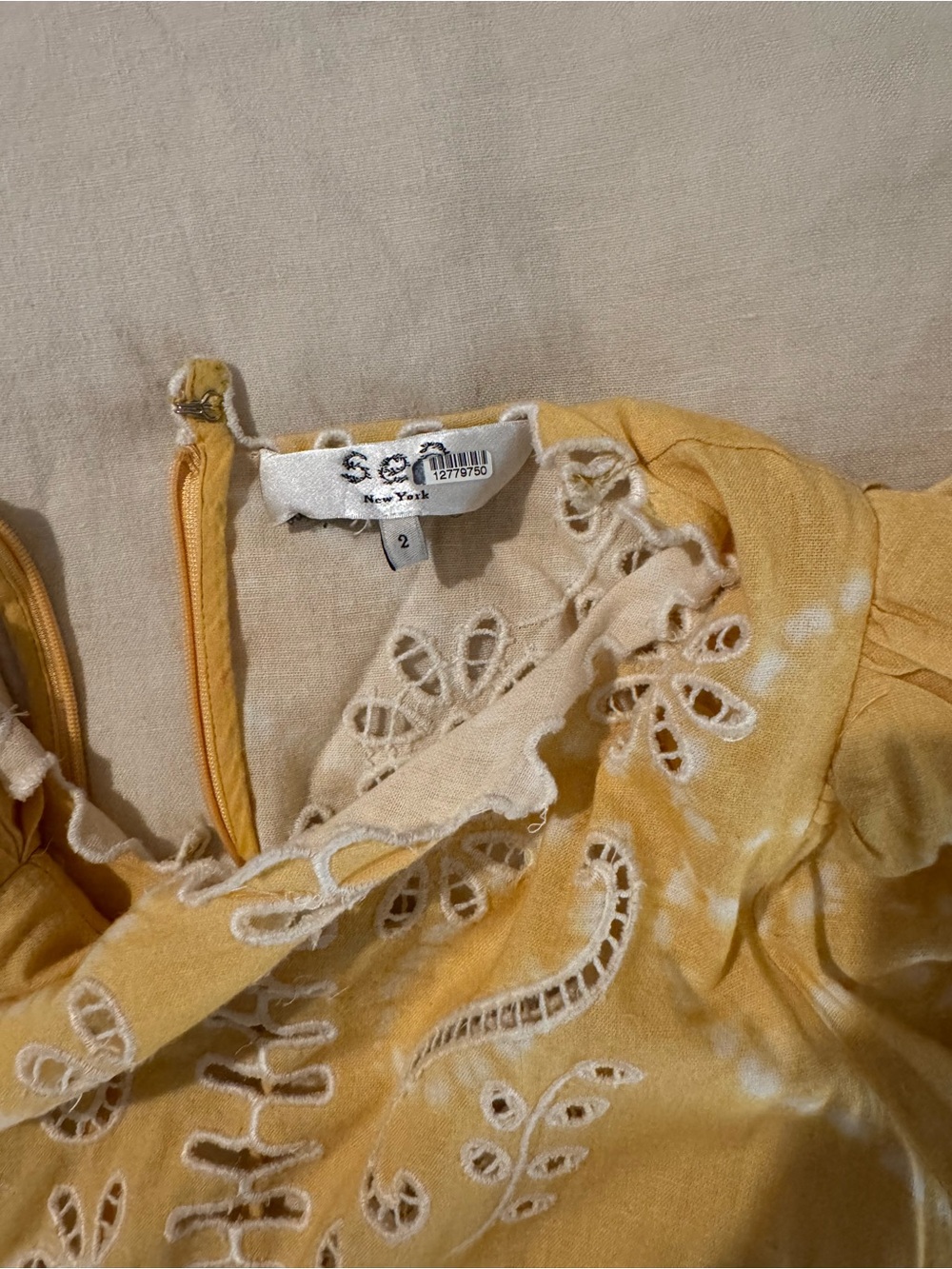 Sea New York Yellow Eyelet Tie-Dye Blouse - Picture 3 of 3